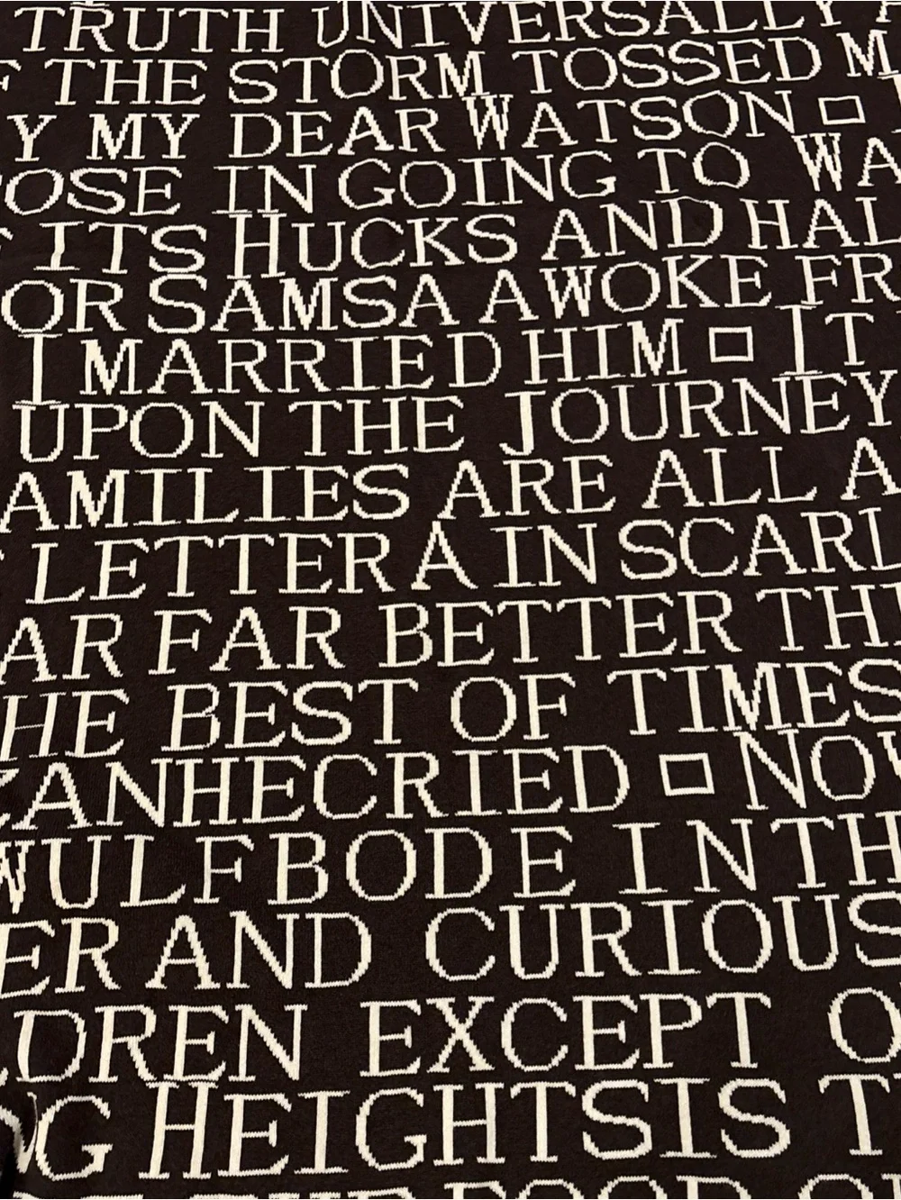 Barnes & Noble Throw Blanket Literary Quotes Classic Books Brown/Ivory